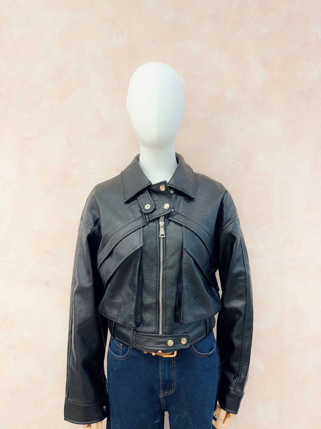 Veste bomber similicuir noir KRE421
