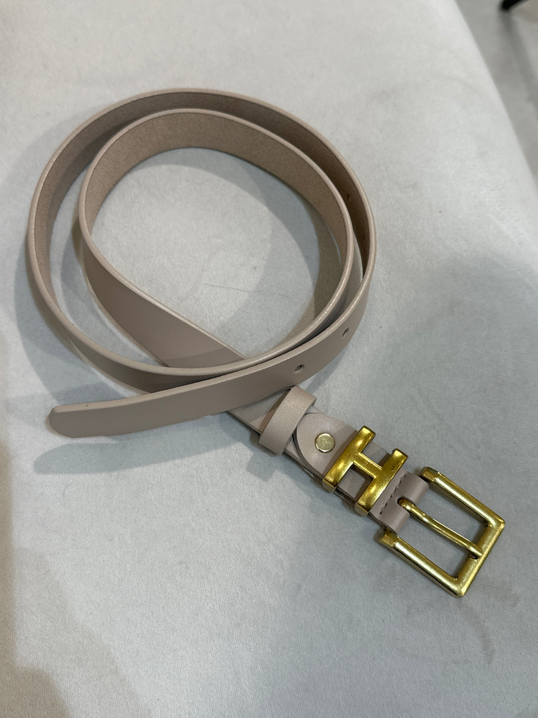 Ceinture cuir H beige