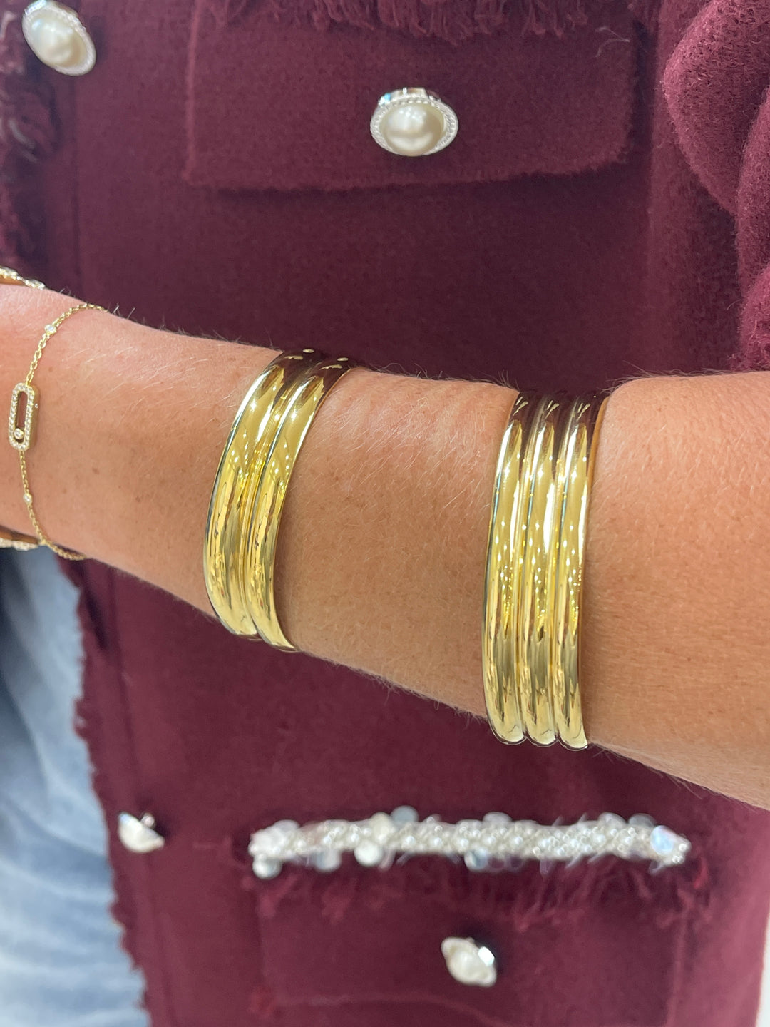 Bracelet réglable or 2 rangs