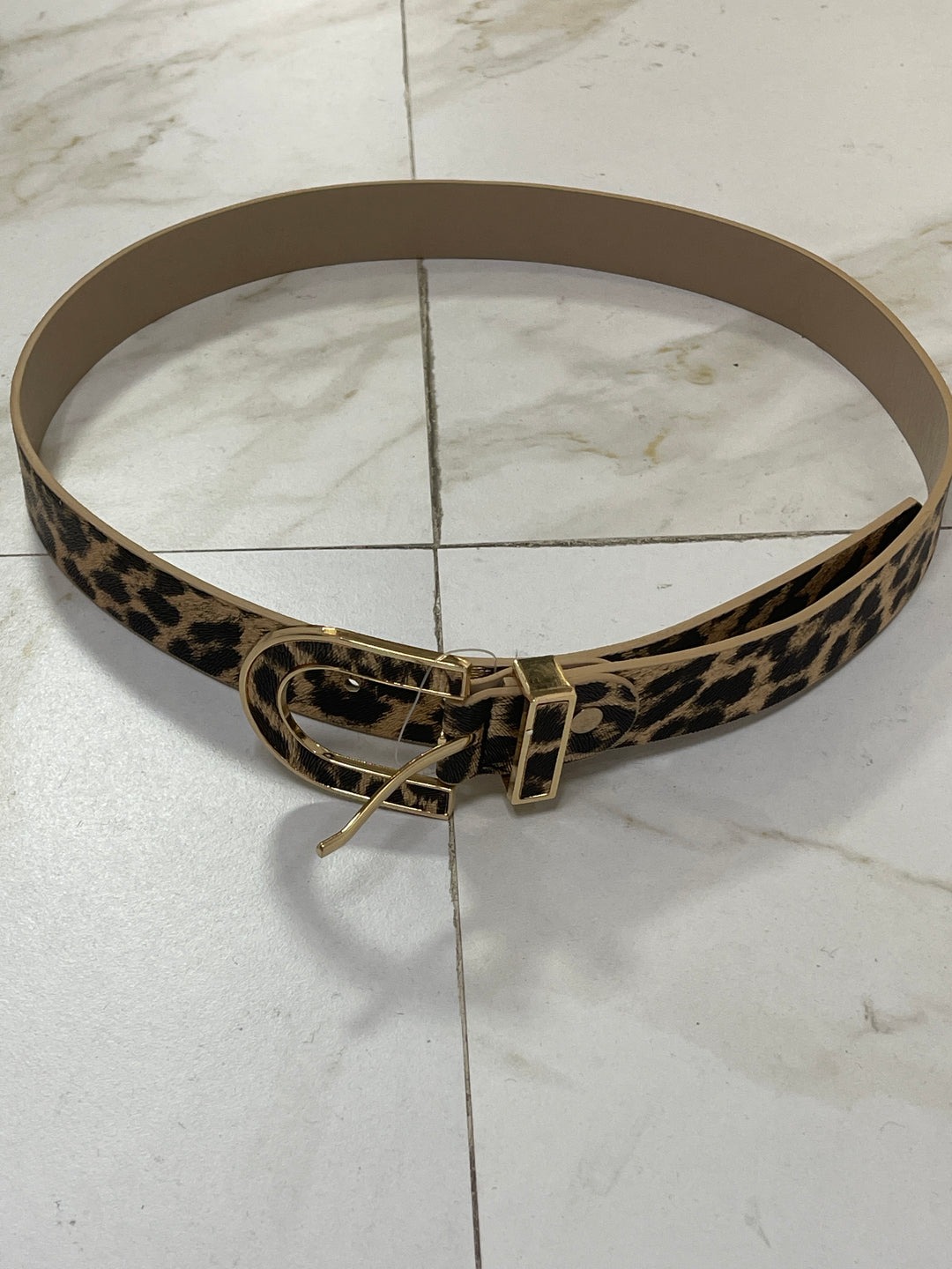 Ceinture léopard boucle or et léopard