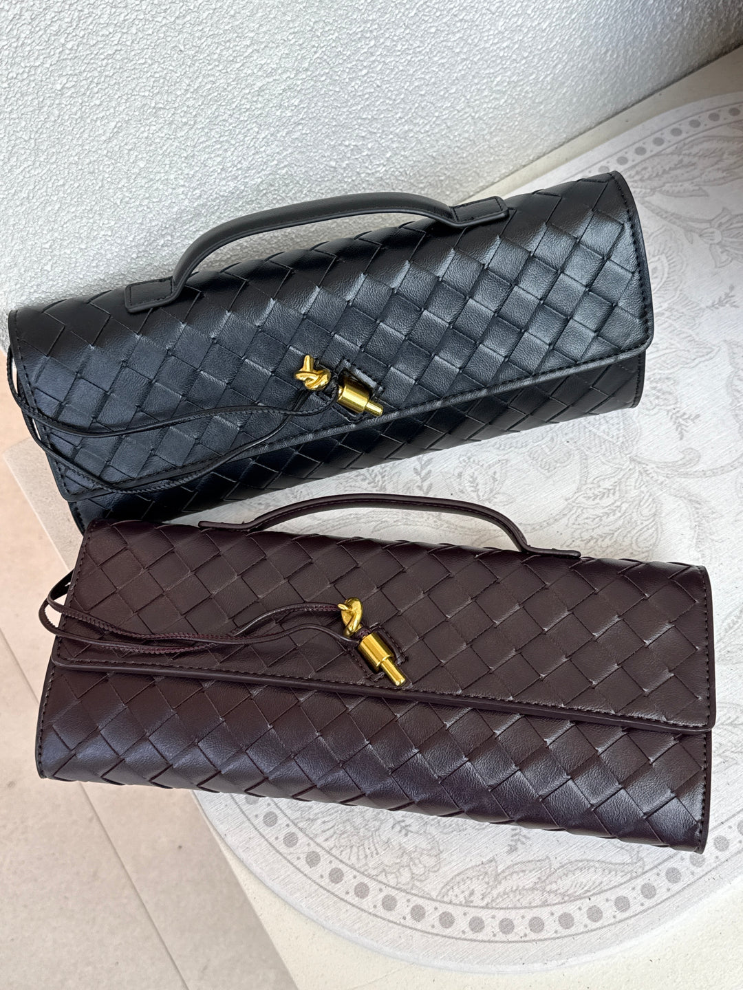 Sac cuir rectangle tressé