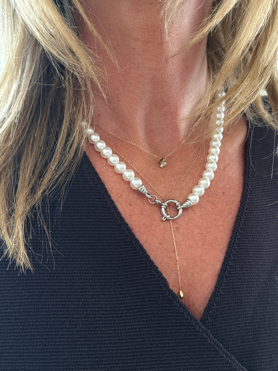 Collier perles argenté
