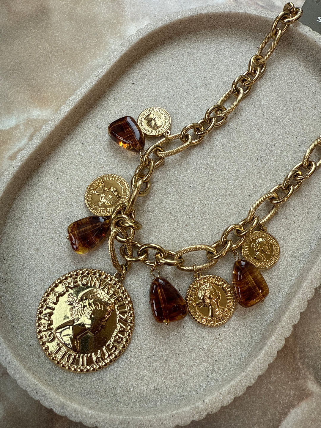 Collier court medaillon nacrés