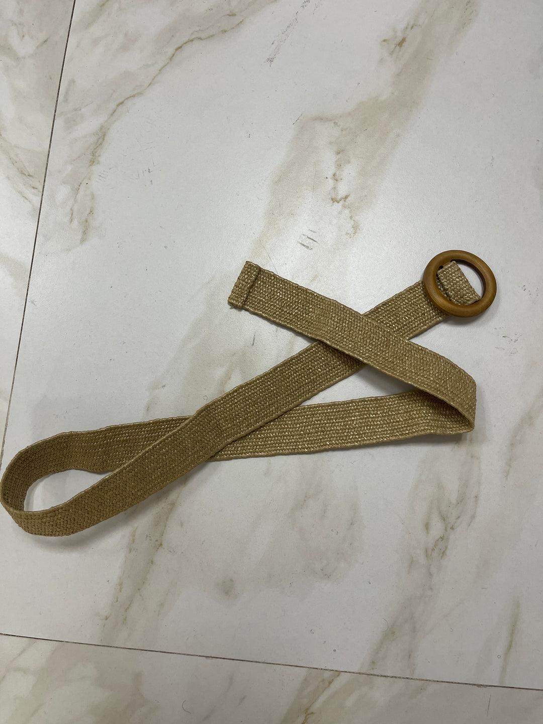 Ceinture fine camel petite boucle rond