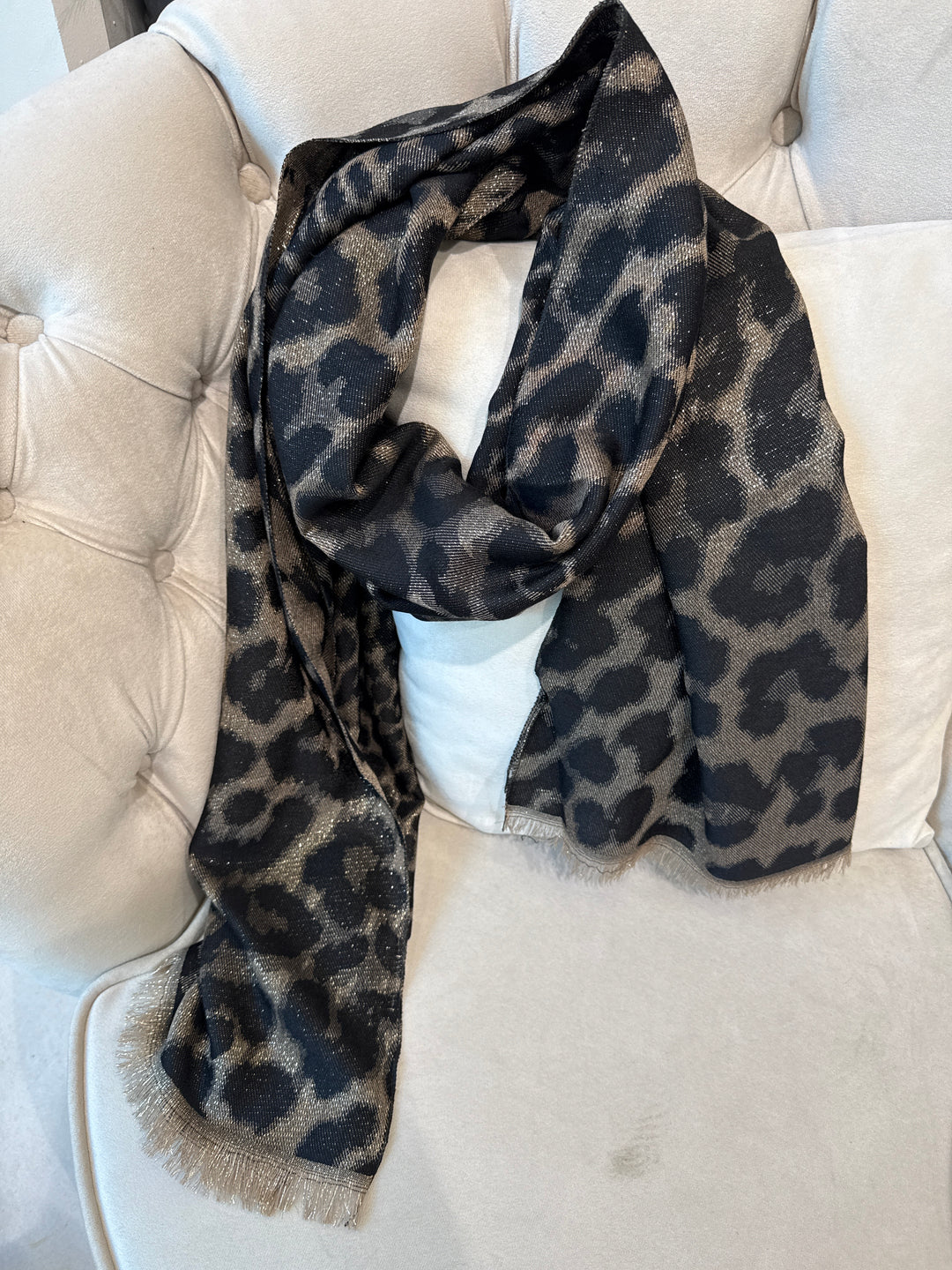 Écharpe noir léopard lurex