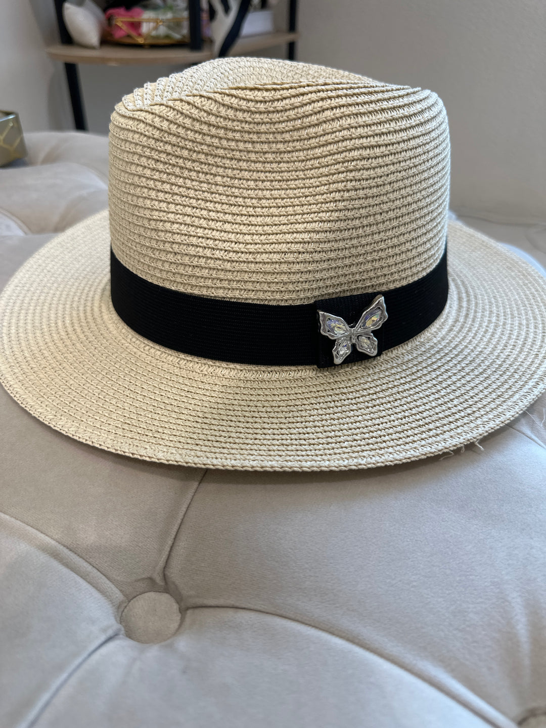 Chapeau paille papillon