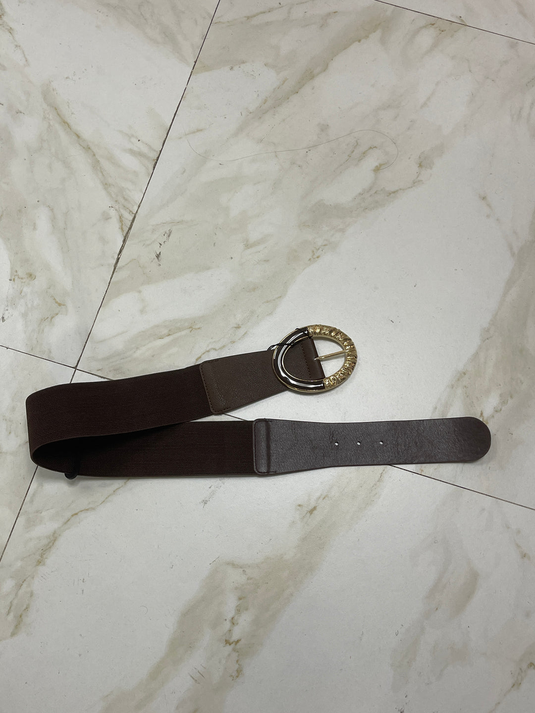 Ceinture choco boucle or martelée 8405