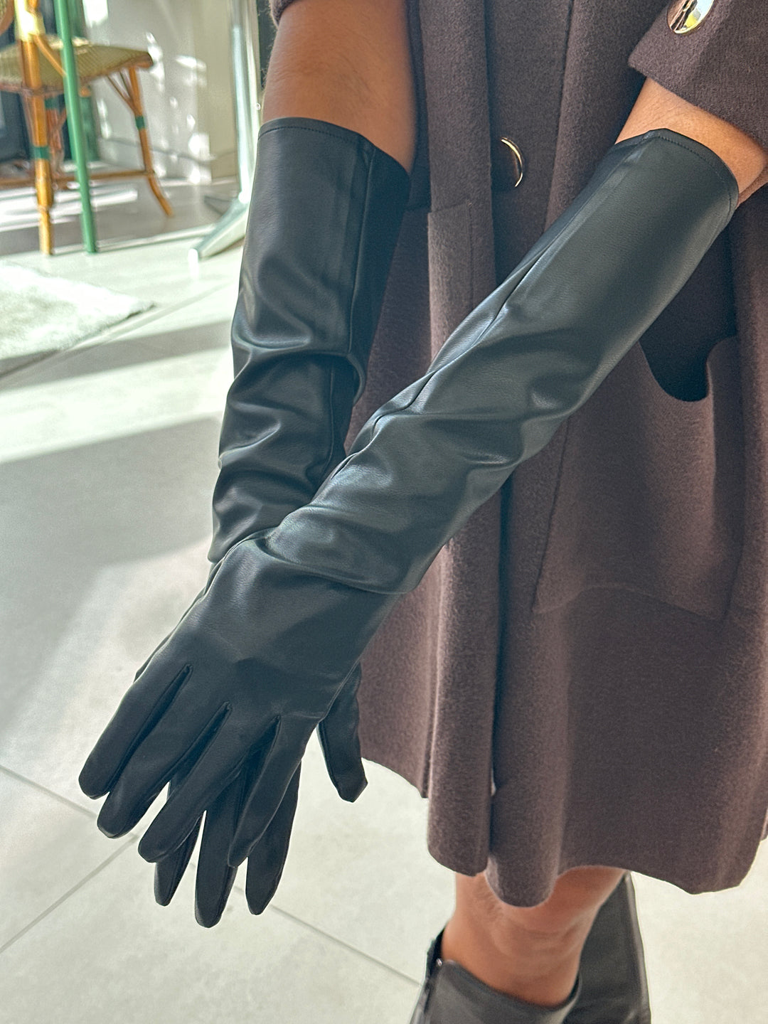 Gants similicuir noir