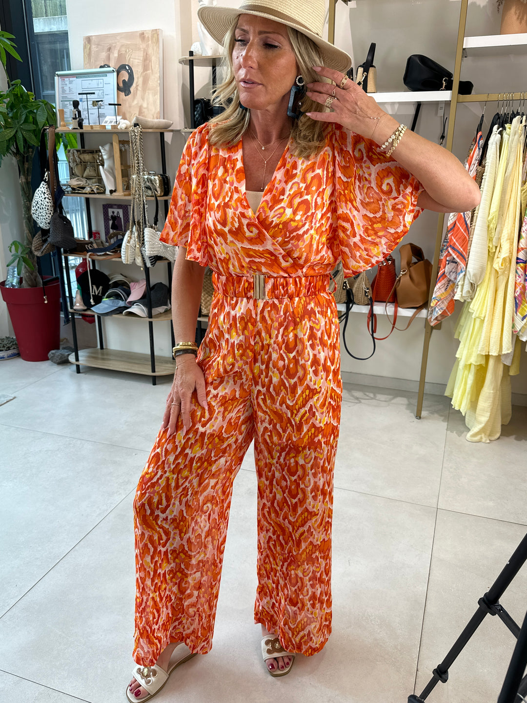 Combi imprimée orange rose 3559