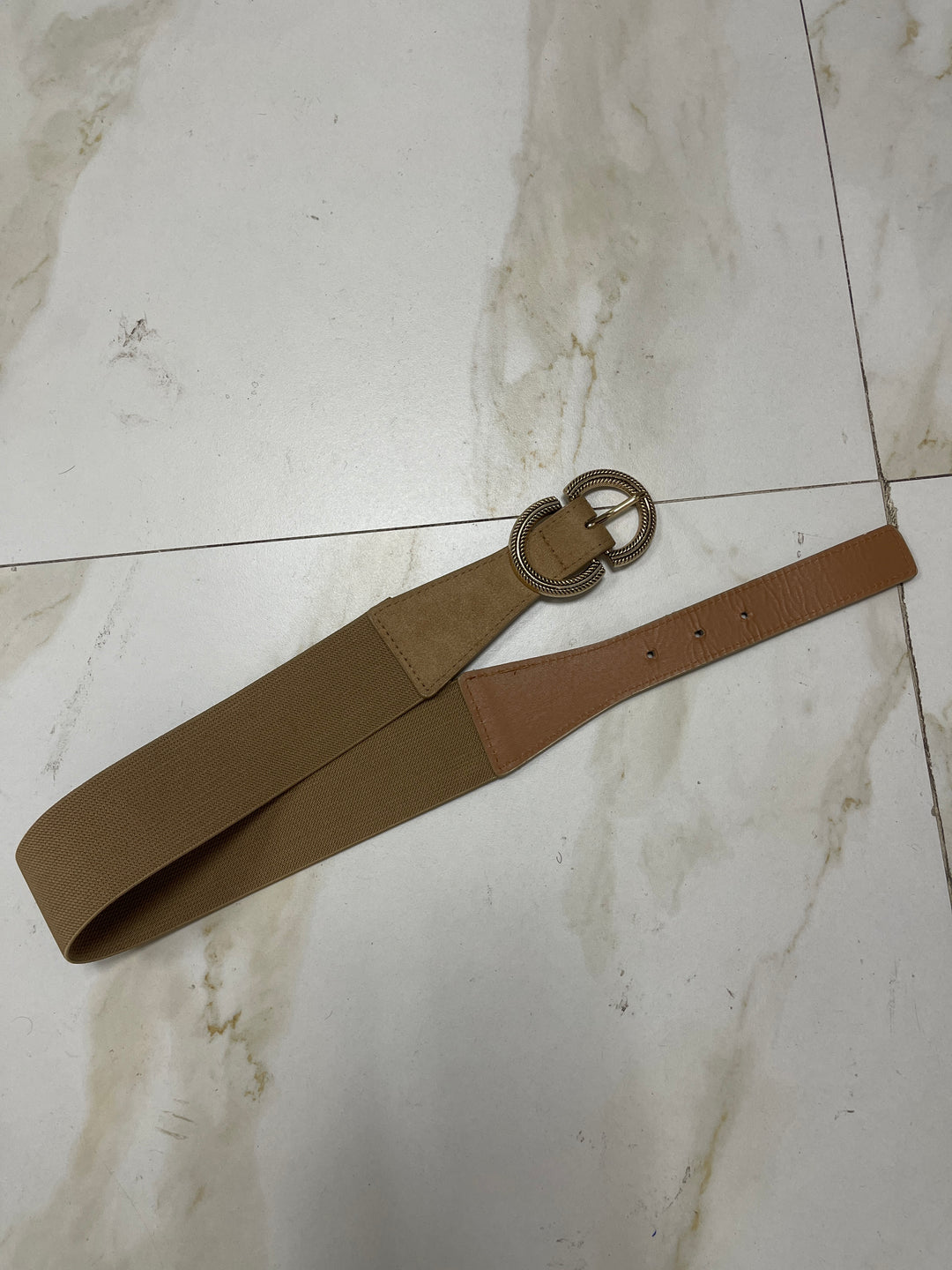 Ceinture camel élastique or