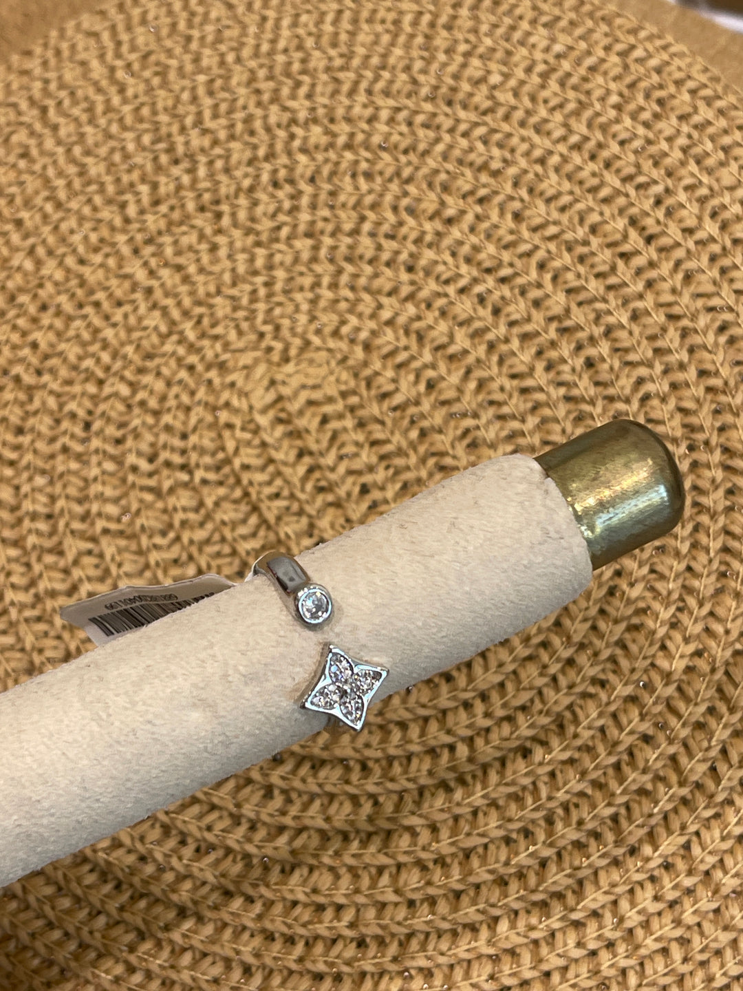 Bague trèfle strass ouverte argenté