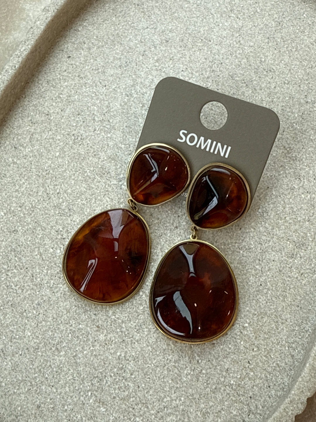 boucles d'oreilles nacré marron