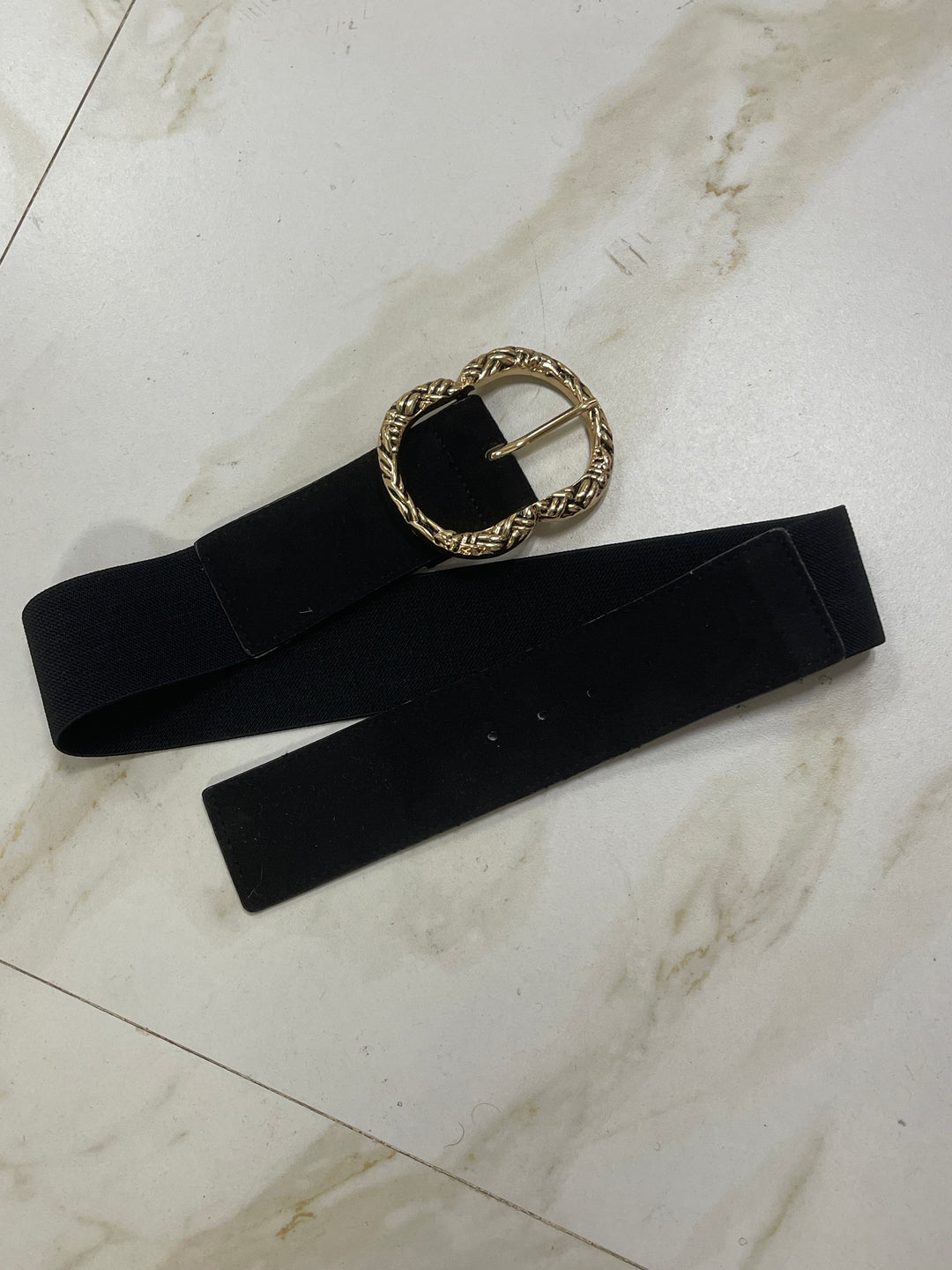 Ceinture noir boucle martelée