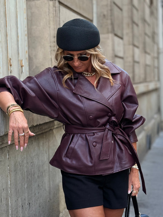 Veste similicuir ceinture Bordeaux 202333