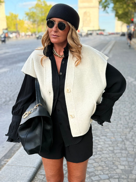 Gilet laine sans manches TINA 716809 Ecru