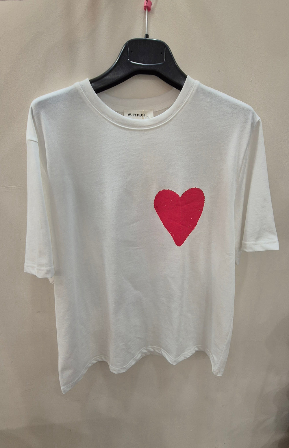 T-shirt blanc coeur rouge M7119