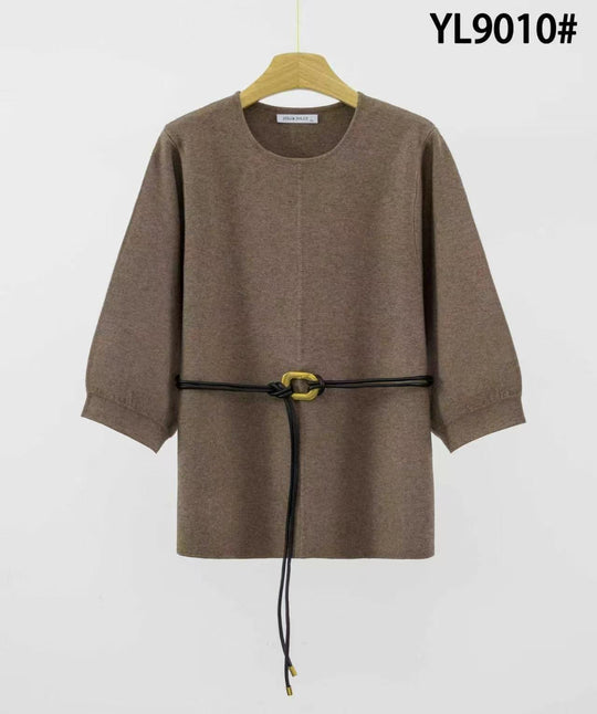 Pull épais ceinture à la taille 9010