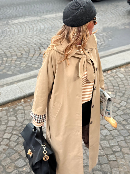 Trench long Beige col attaches  2026