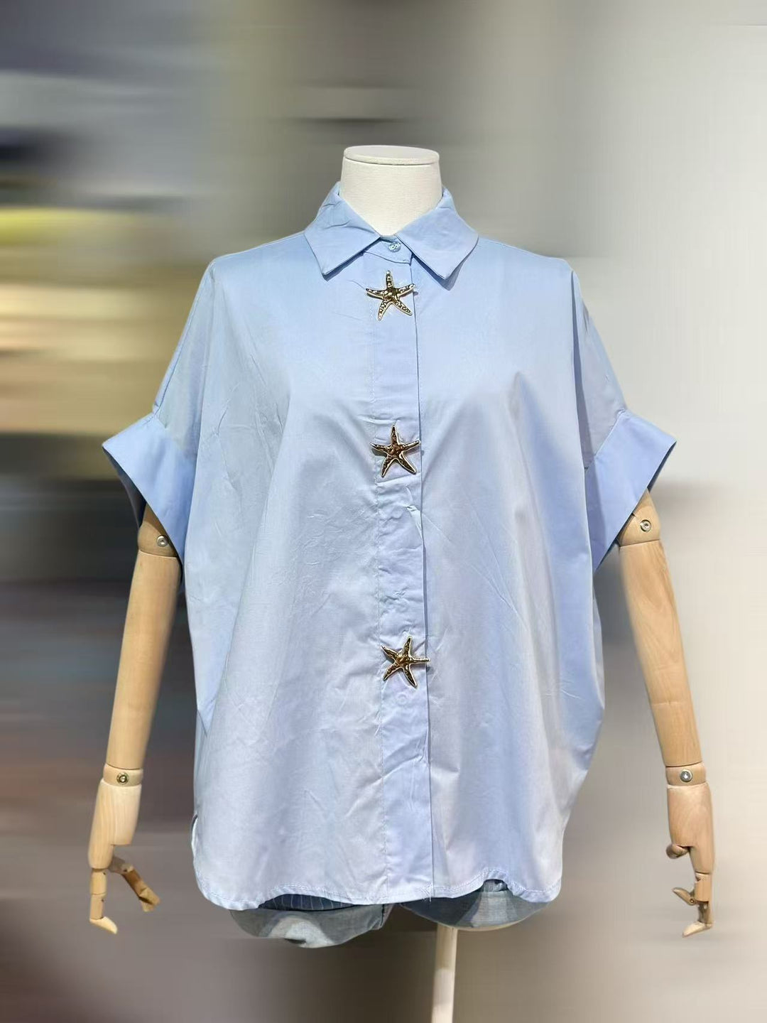 Chemise brochés étoile de mer Bleu