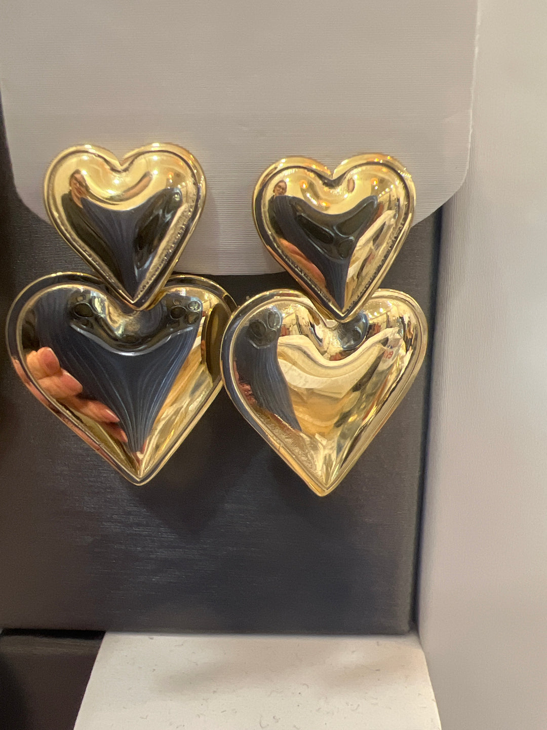 Boucles d’oreille double cœur or