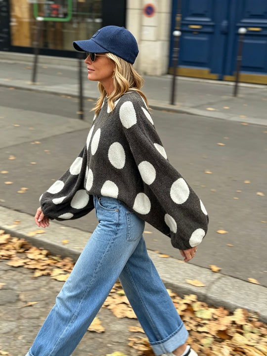 Pull à pois choco 5541