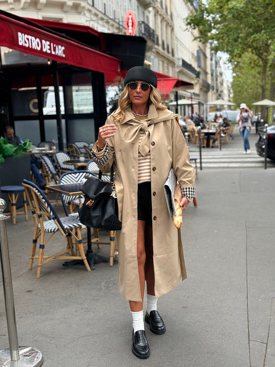 Trench long Beige col attaches  2026