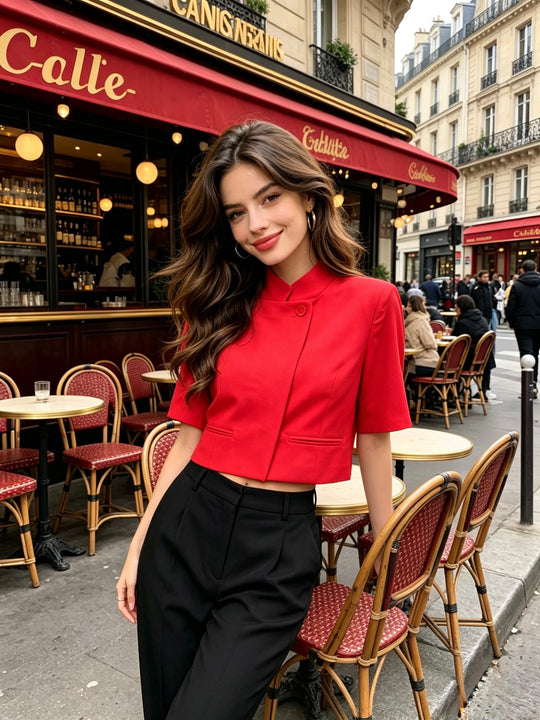 Blazer court rouge V26049