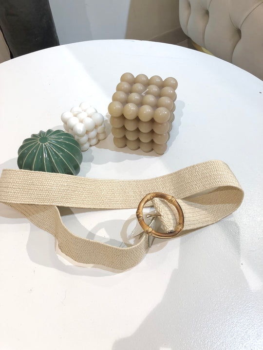 Ceinture maille boucle effet bambou beige