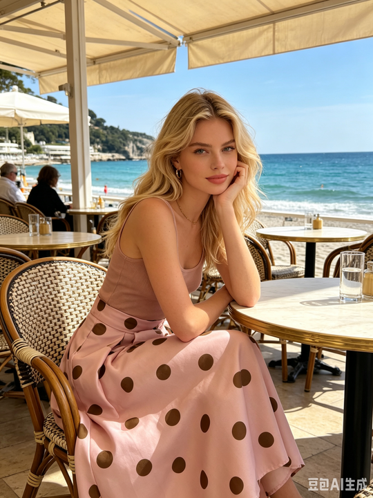 Jupe satin nouée à pois Rose