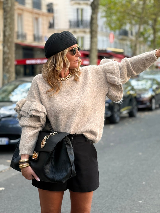 PULL manches volants 7115 Taupe