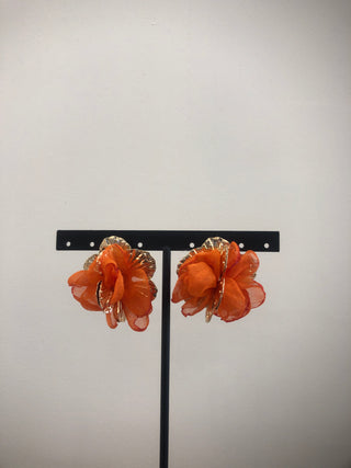 Boucles d’oreille fleur orange