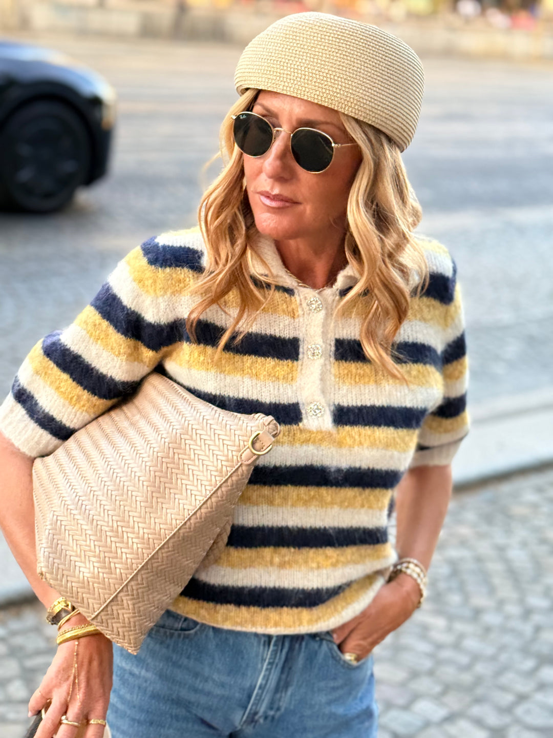Pull rayure jaune 8626