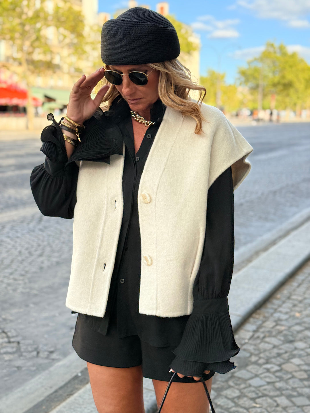 Gilet laine sans manches TINA 716809 Ecru
