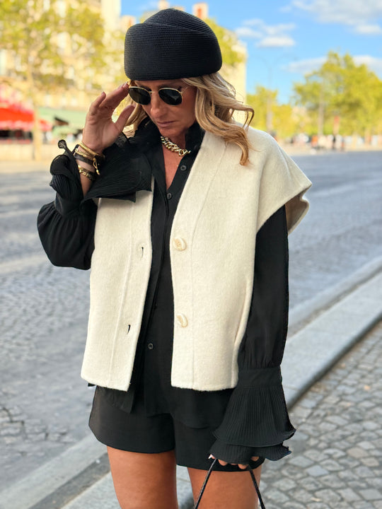 Gilet laine sans manches TINA 716809 Ecru