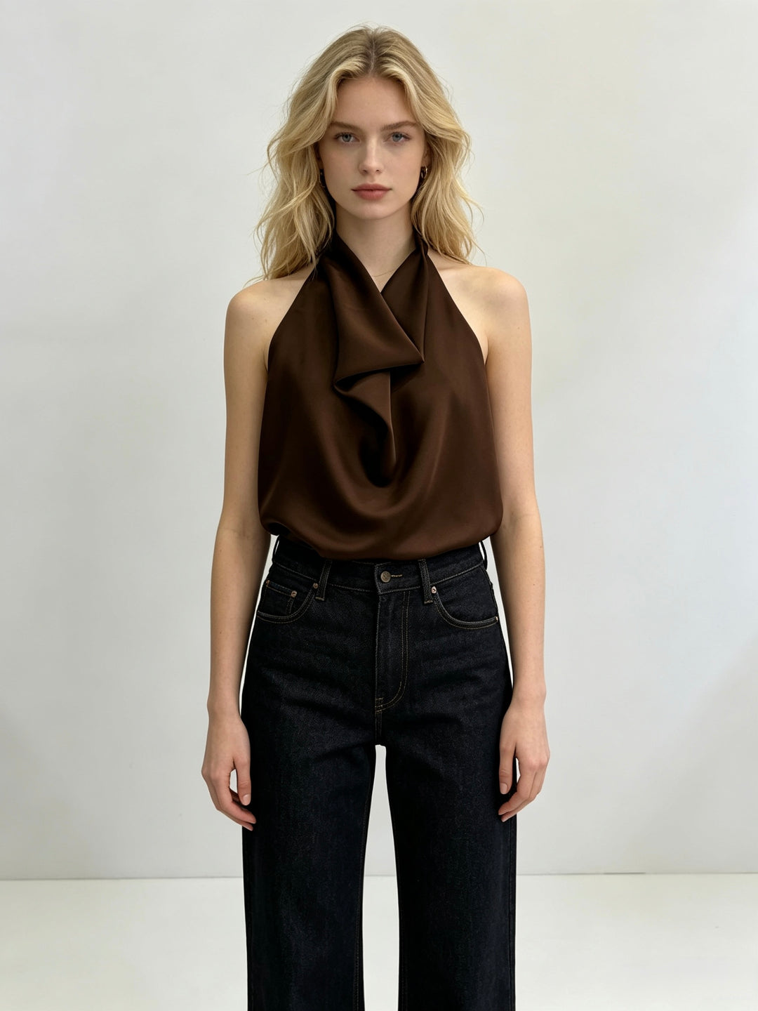 Top satin dos ouverte Choco L130