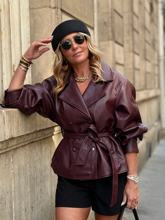 Veste similicuir ceinture Bordeaux 202333