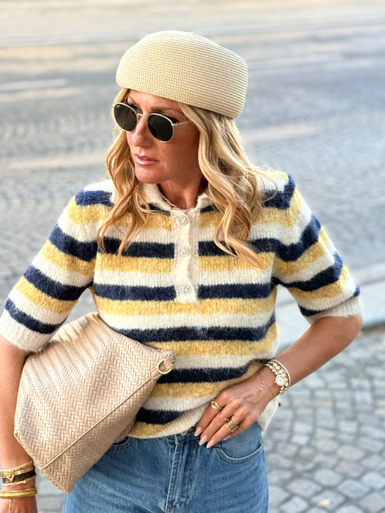 Pull rayure jaune 8626
