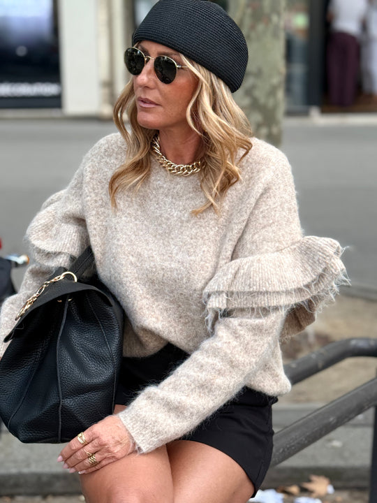 PULL manches volants 7115 Taupe