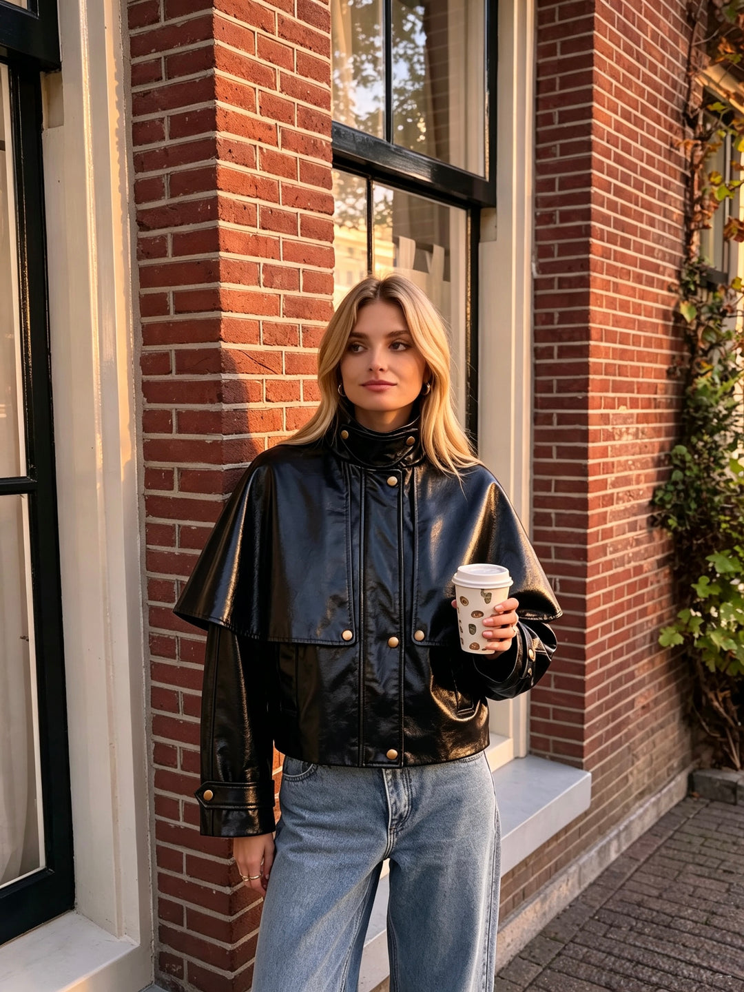 Veste cape similicuir Noir 9512