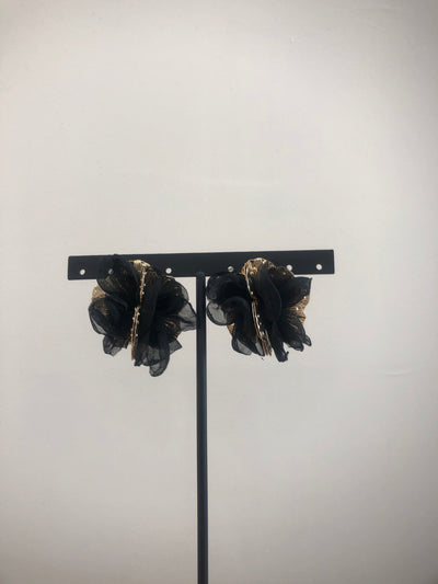 Boucles d’oreille fleur noir