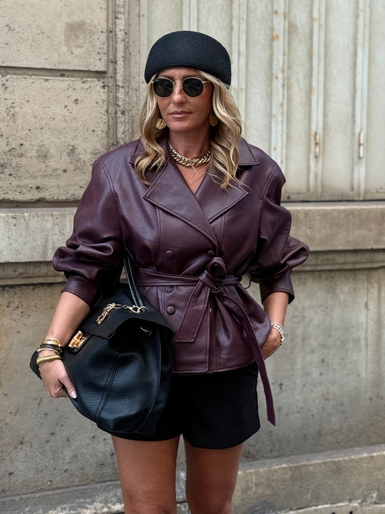 Veste similicuir ceinture Bordeaux 202333