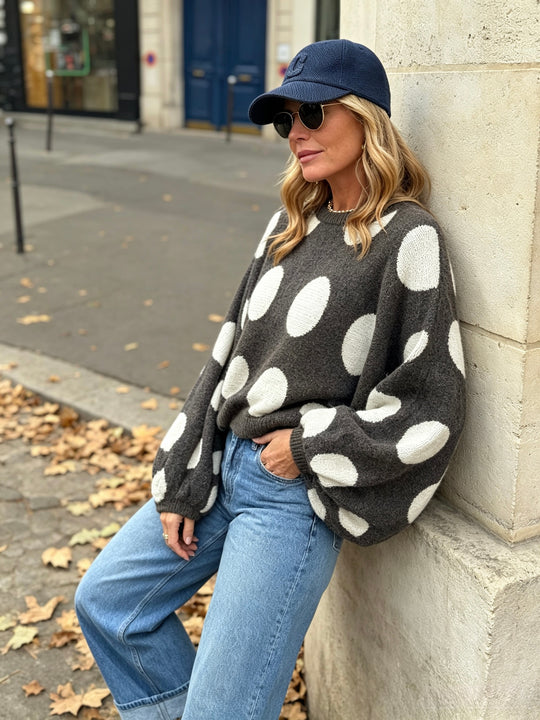Pull à pois choco 5541