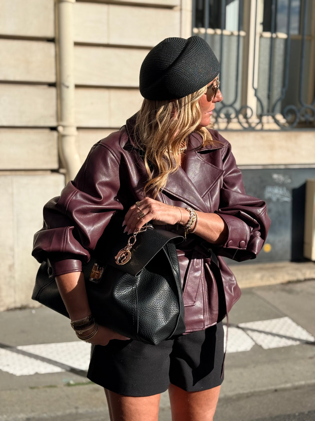 Veste similicuir ceinture Bordeaux 202333