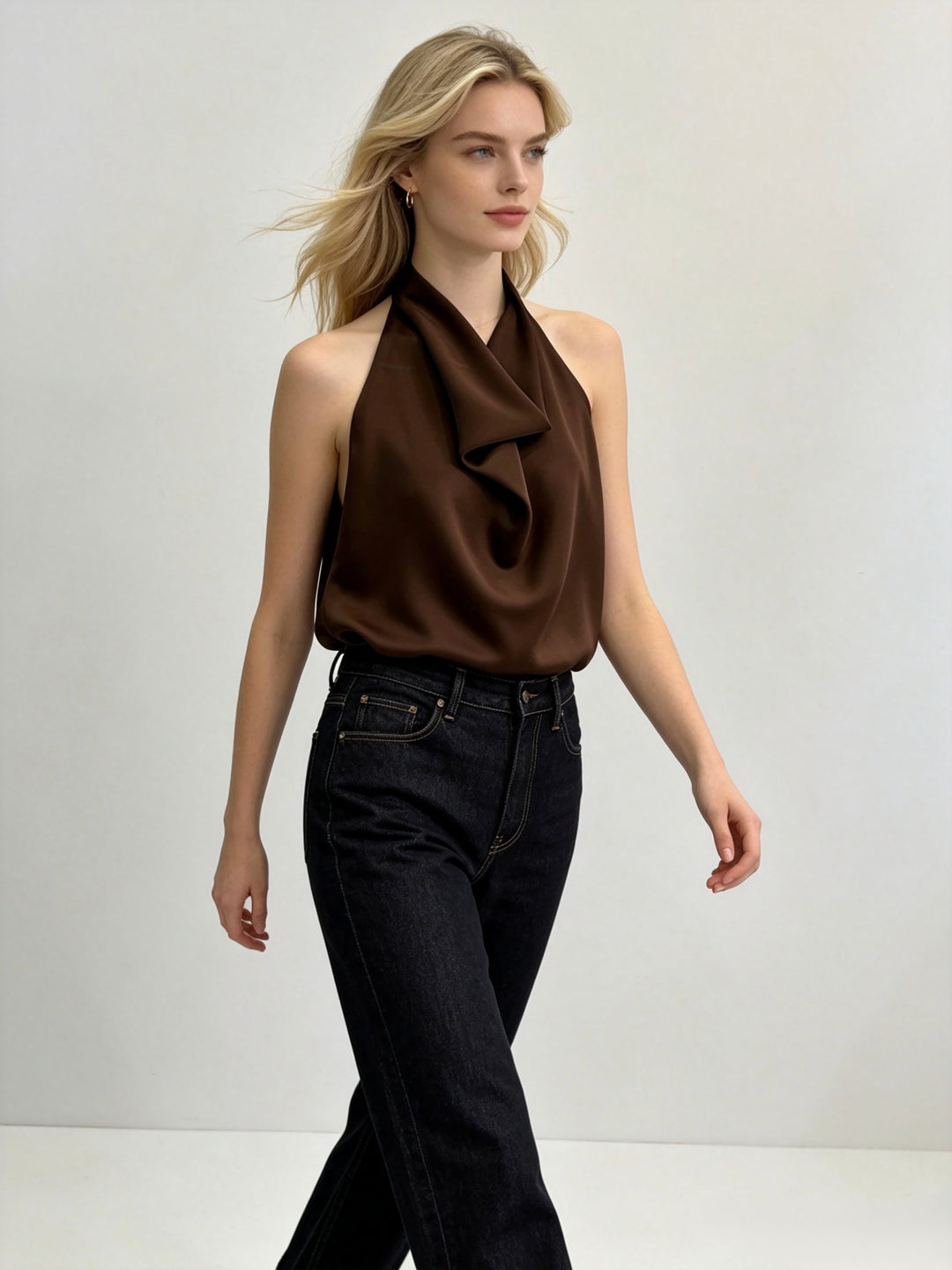 Top satin dos ouverte Choco L130