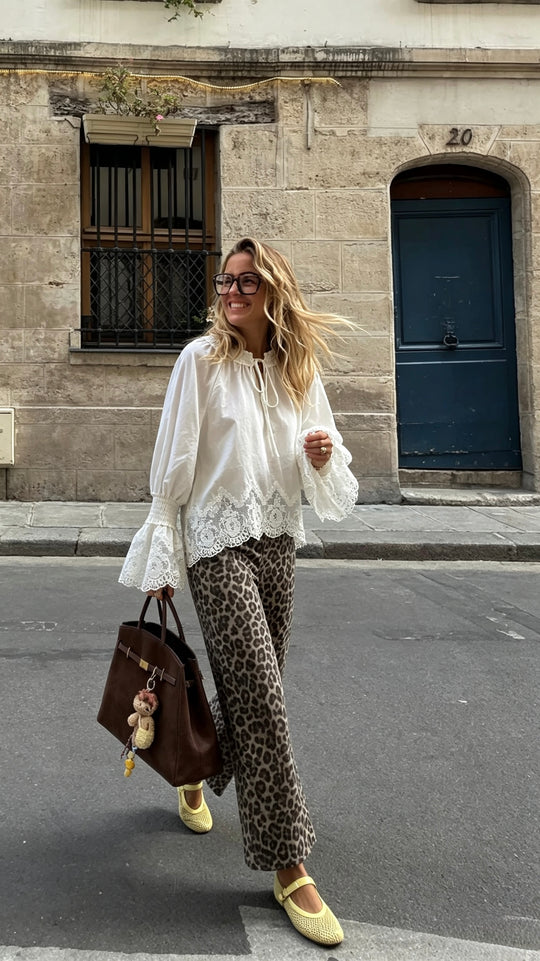 Blouse manches dentelles volant 5456