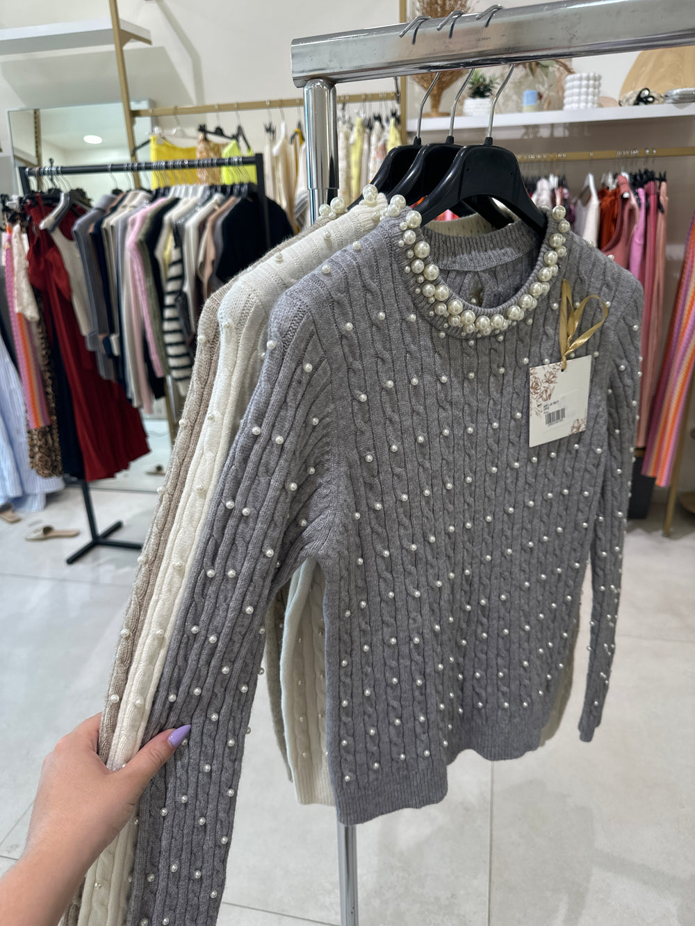 Pull maille perles 5217