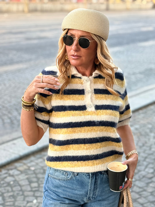Pull rayure jaune 8626