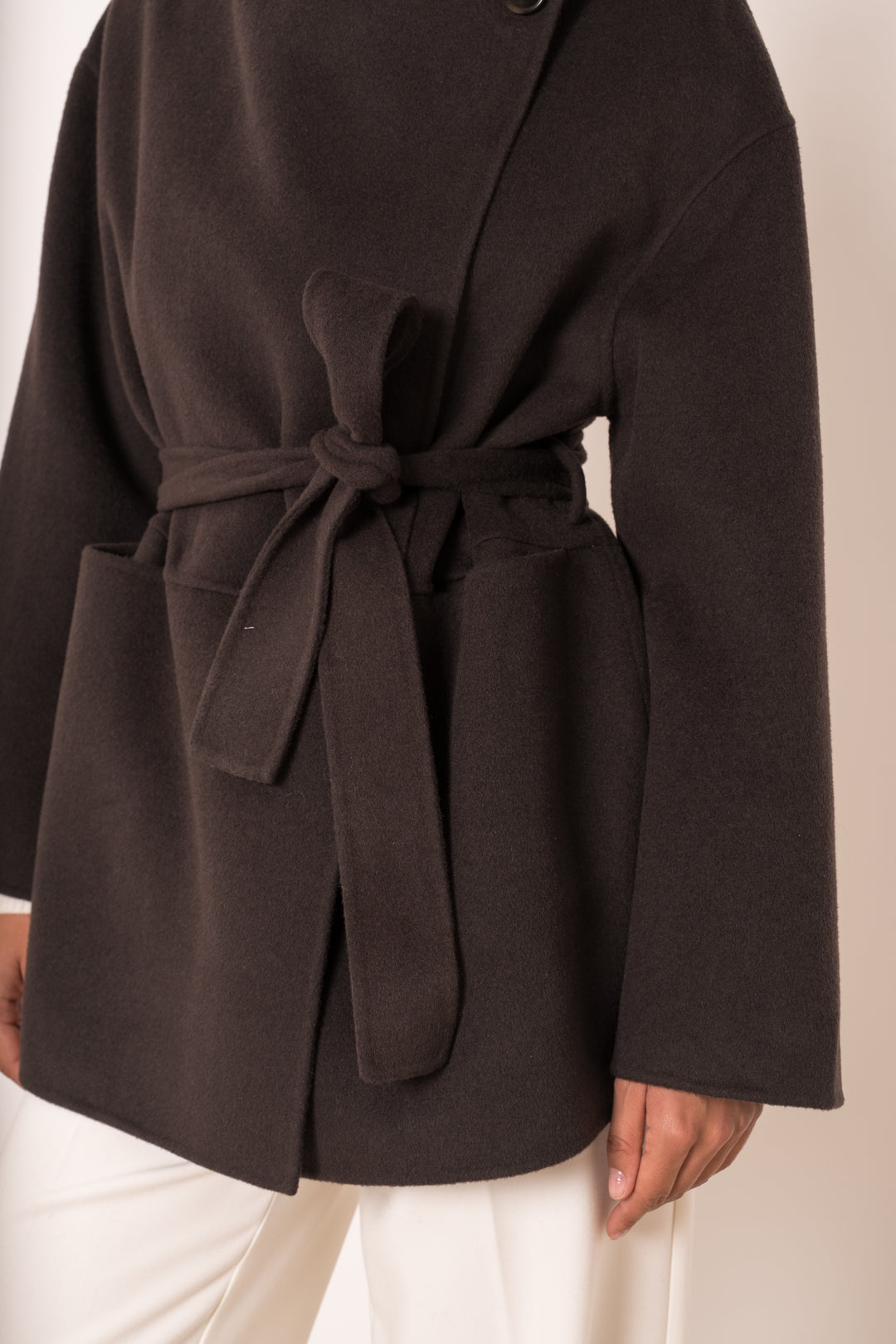 Manteau mi-long laine col montant Choco M26137