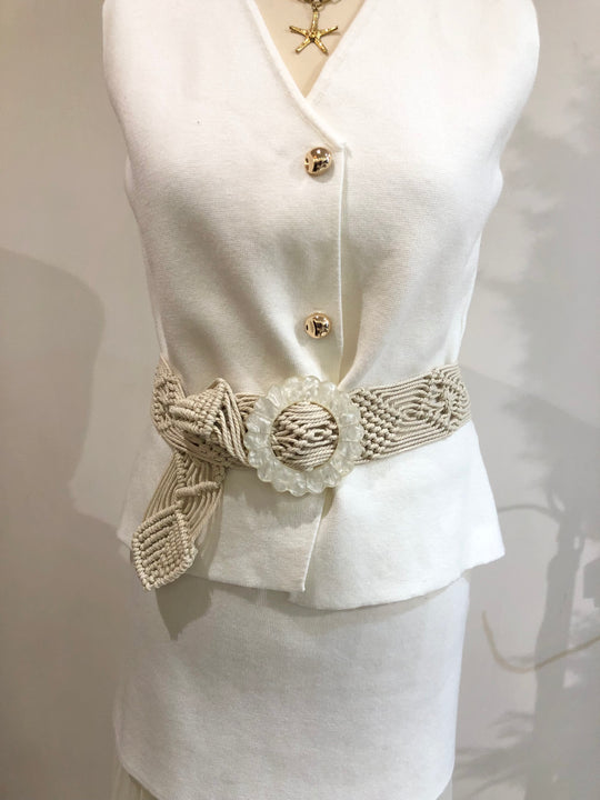 Ceinture maille boucle nacre fleur