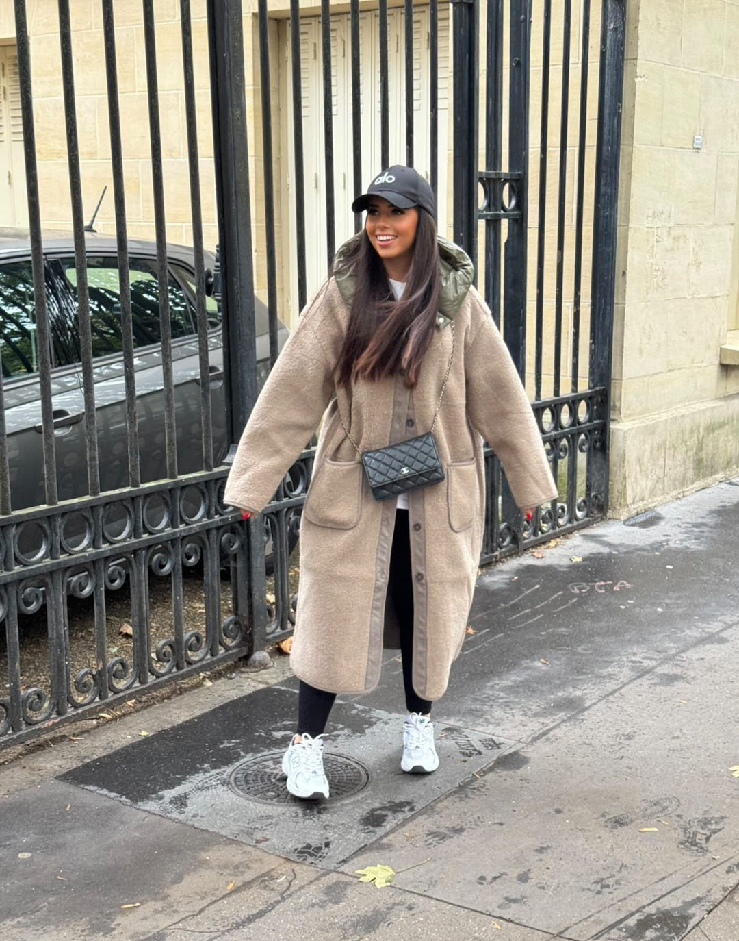Manteau Taupe moumoute avec capuche OX9099
